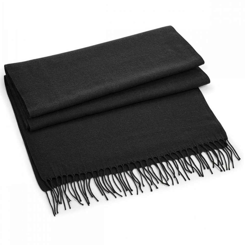 Beechfield Black Scarf with Fringe Detail